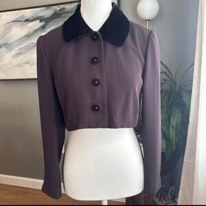 Maggy London Women's Dark Purple Blazer with Black Velvet Collar